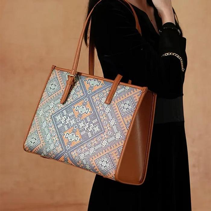 Handbag shoulder bag retro style ethnic style large capacity tote bag underarm bag Handbag shoulder bag retro style ethnic style large capacity tote bag underarm bag