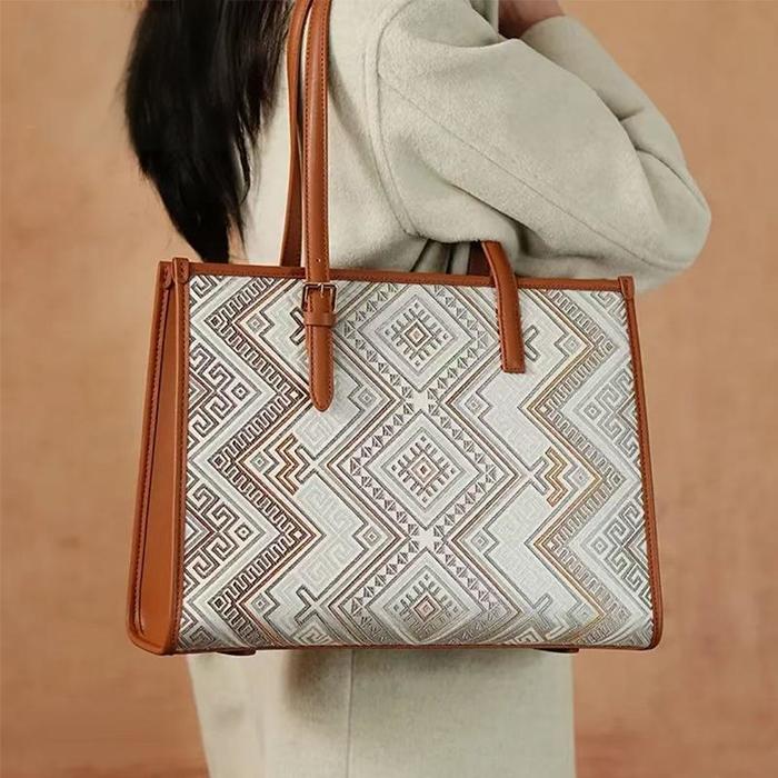 Handbag shoulder bag retro style ethnic style large capacity tote bag underarm bag Handbag shoulder bag retro style ethnic style large capacity tote bag underarm bag