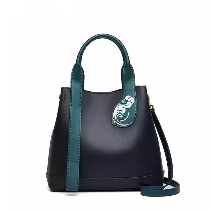 Embroidered large bag handbag cowhide cheongsam bag bucket bag Embroidered large bag handbag cowhide cheongsam bag bucket bag