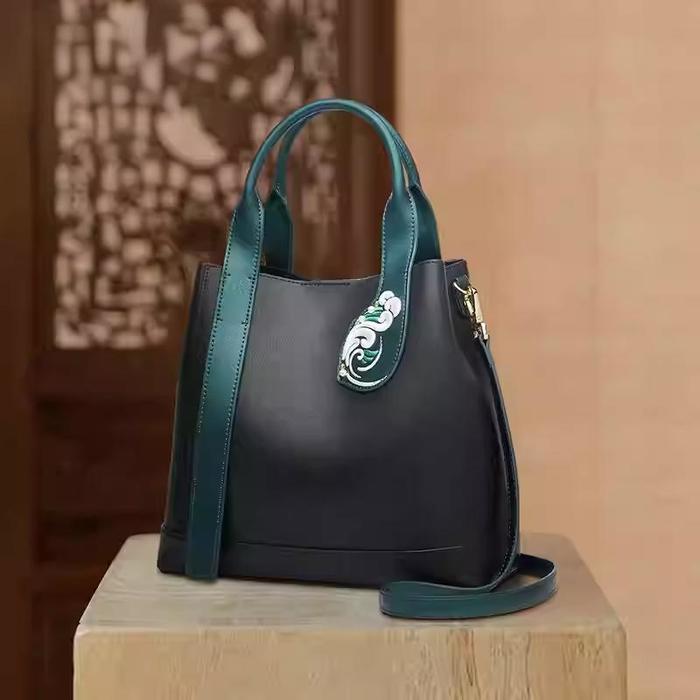 Embroidered large bag handbag cowhide cheongsam bag bucket bag Embroidered large bag handbag cowhide cheongsam bag bucket bag