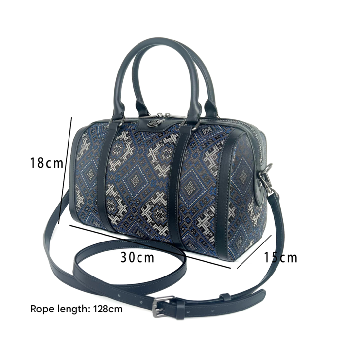 Black Four Swallow Pattern Cylindrical Bag by Calfskin Black Four Swallow Pattern Cylindrical Bag by Calfskin